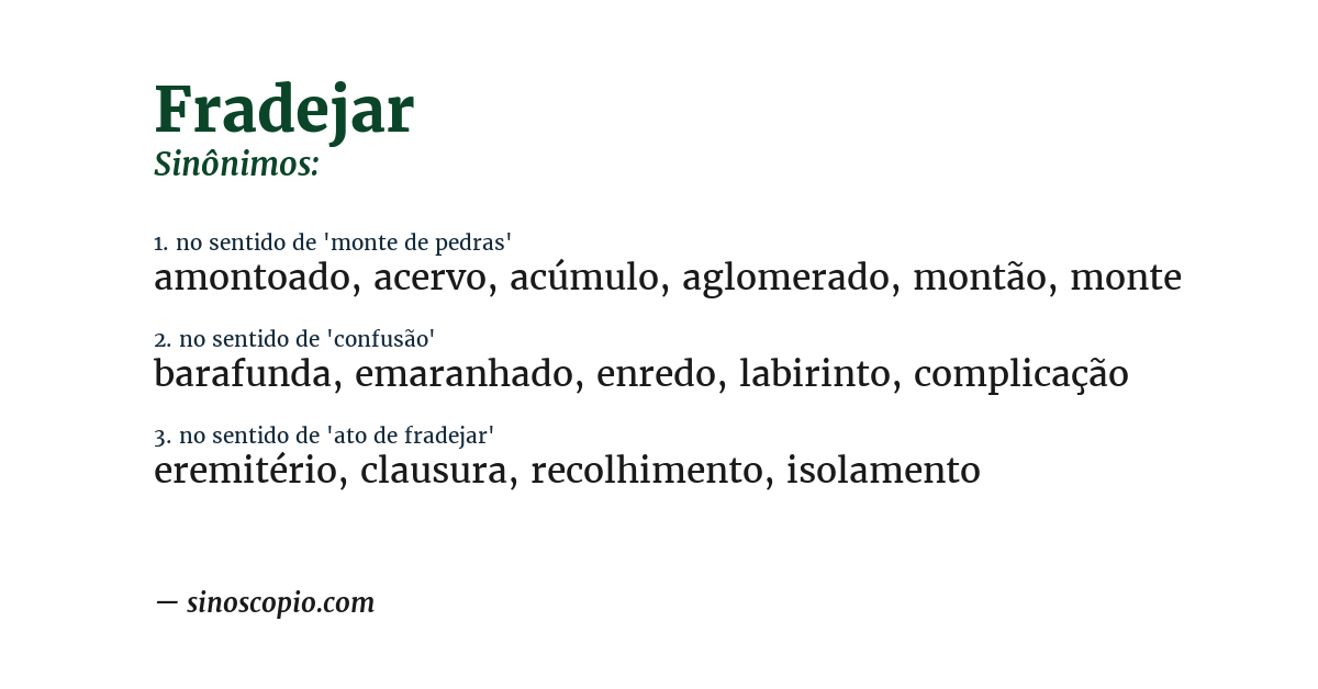 Sinônimo de fradejar
