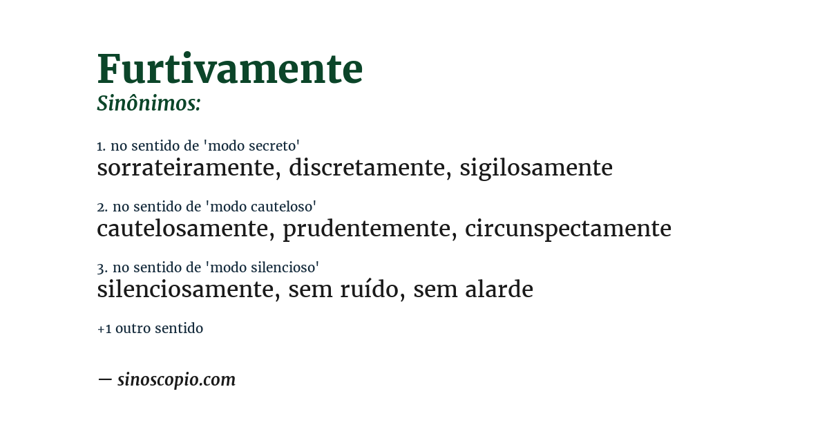 Sinônimo de furtivamente