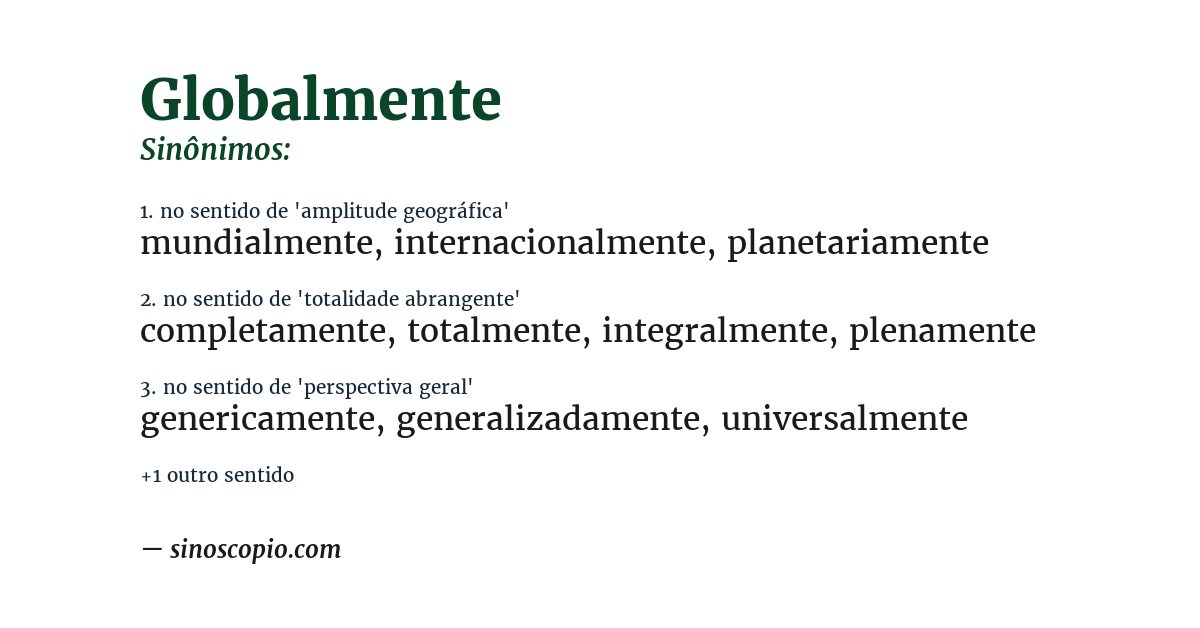 Sinônimo de globalmente