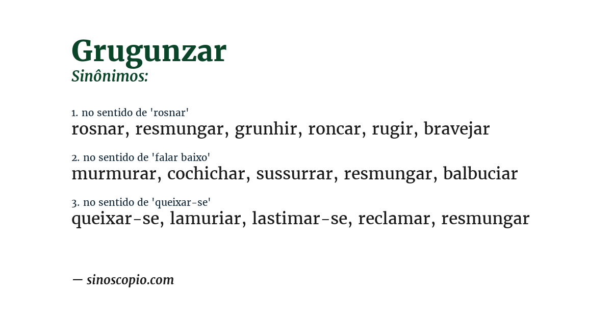 Sinônimo de grugunzar