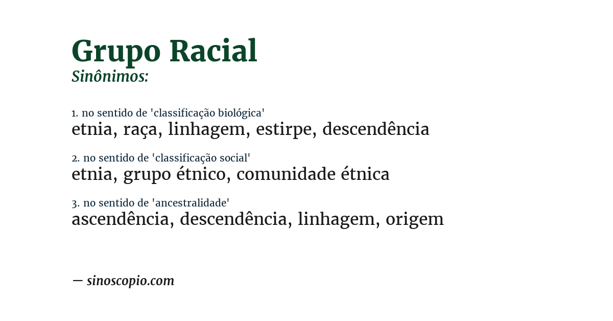 Sinônimo de grupo racial