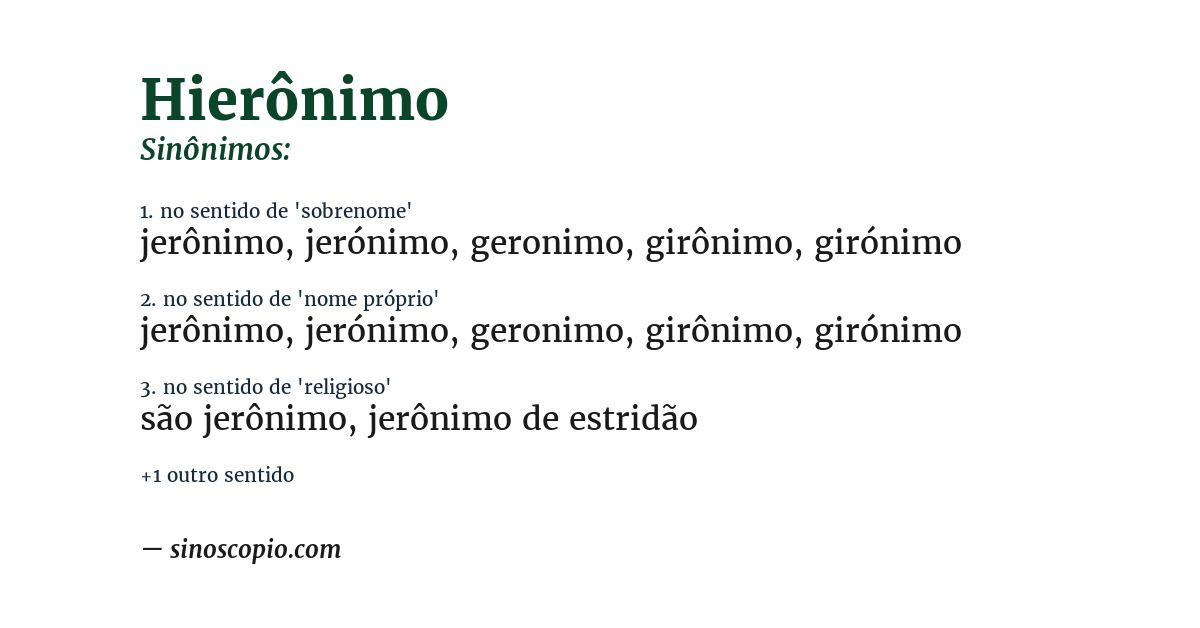 Sinônimo de hierônimo