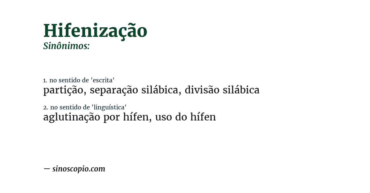Sinônimo de hifenização