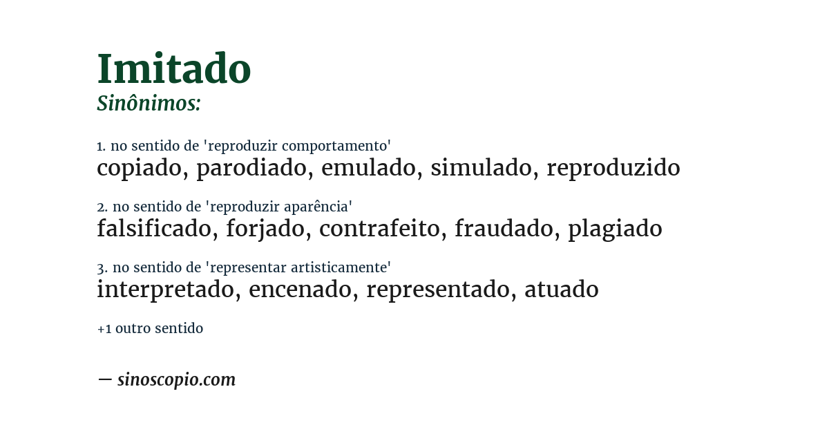 Sinônimo de imitado