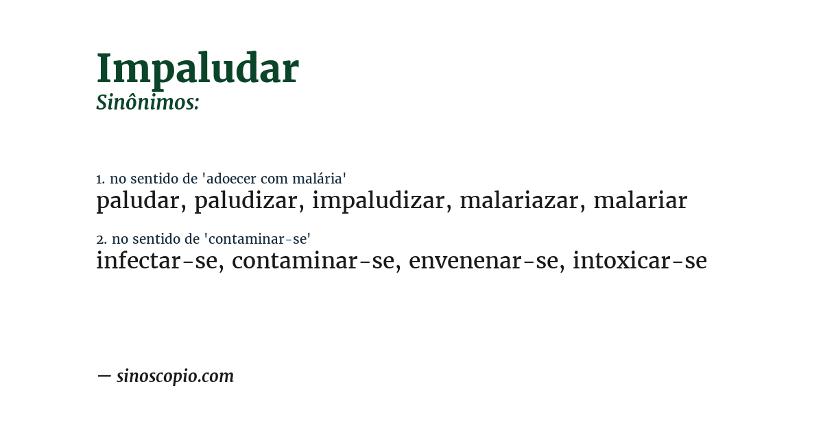 Sinônimo de impaludar
