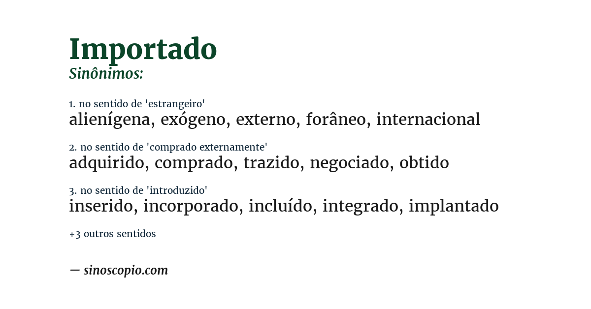 Sinônimo de importado