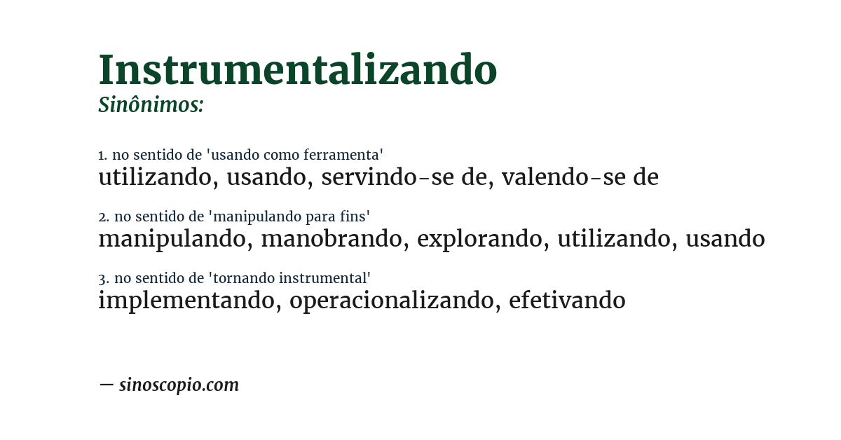 Sinônimo de instrumentalizando