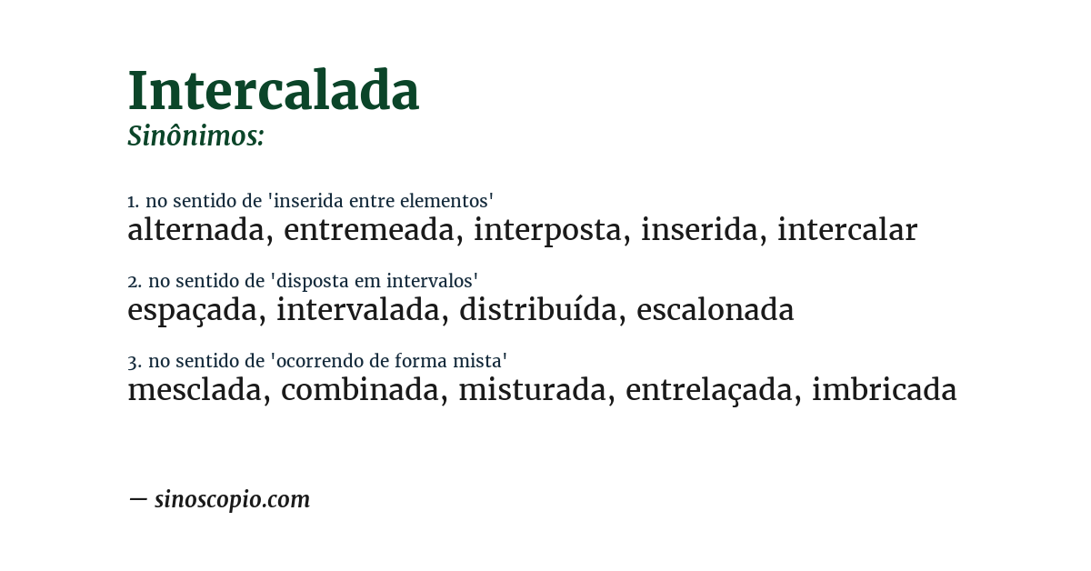 Sinônimo de intercalada