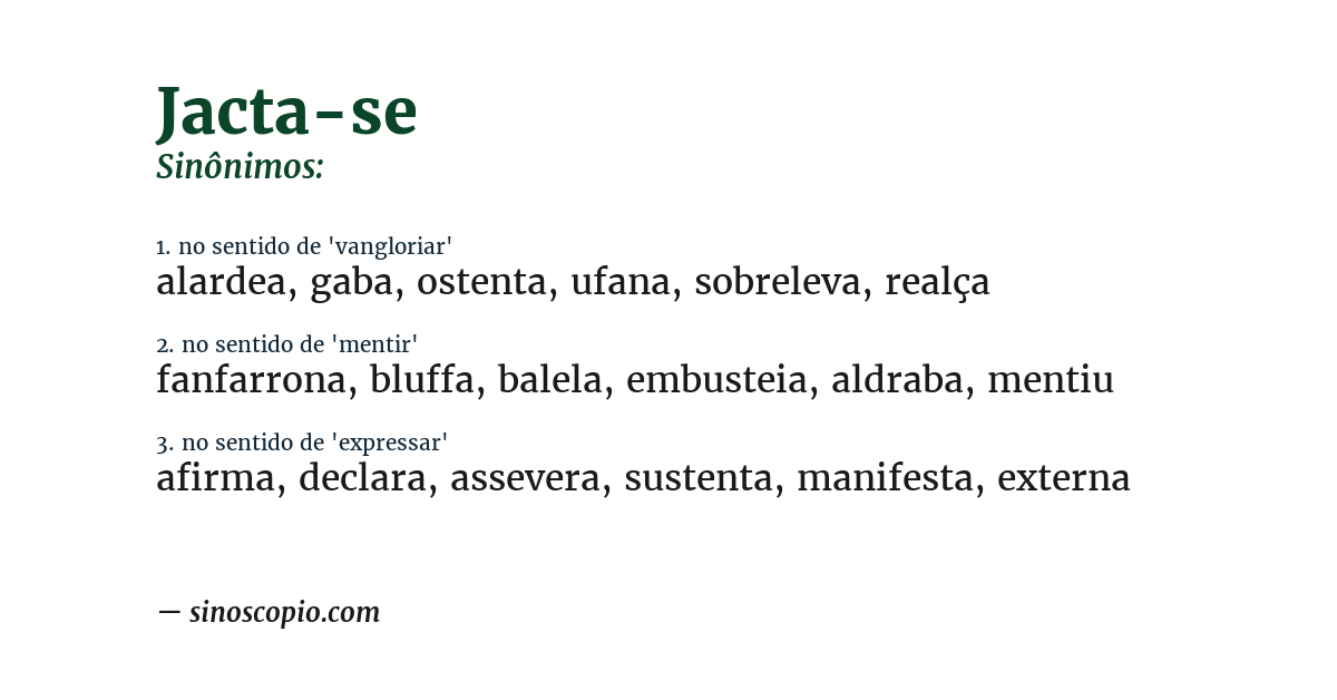 Sinônimo de jacta-se