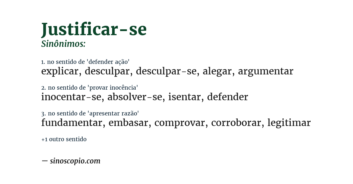 Sinônimo de justificar-se