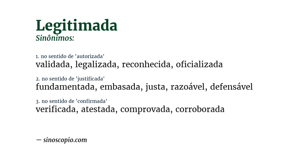 Sinônimo de legitimada