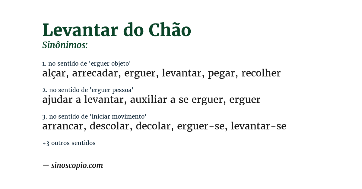 Sinônimo de levantar do chão