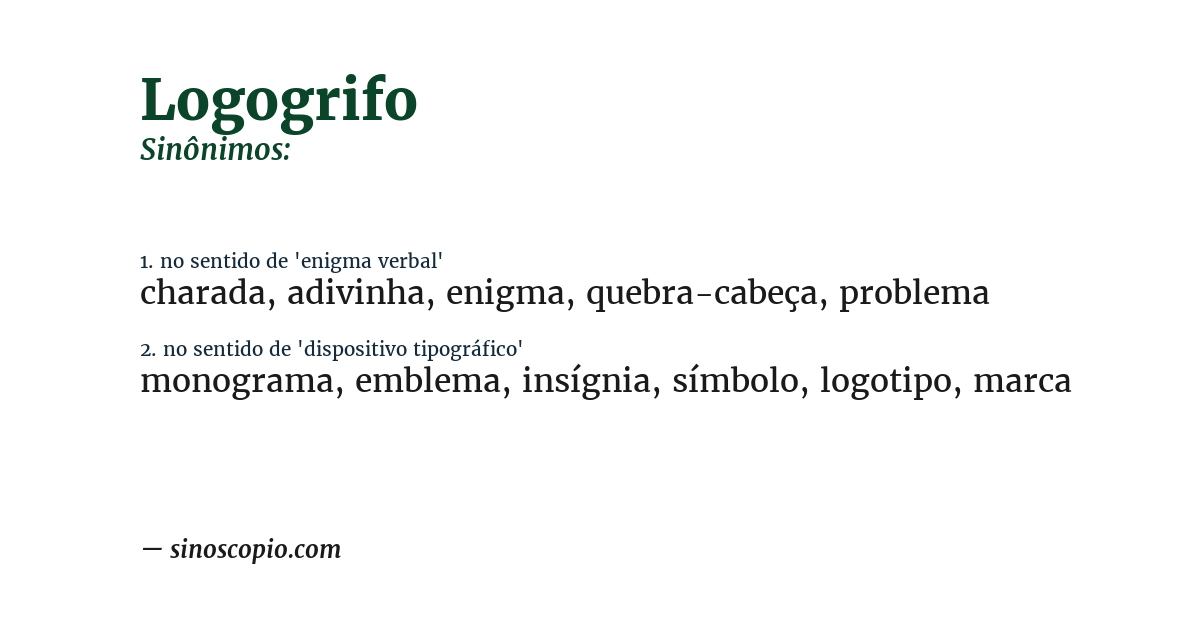 Sinônimo de logogrifo