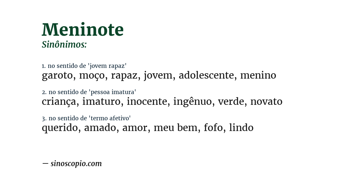 Sinônimo de meninote