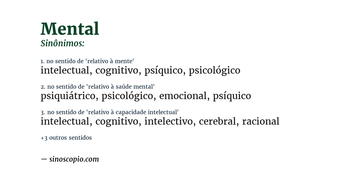 Sinônimo de mental