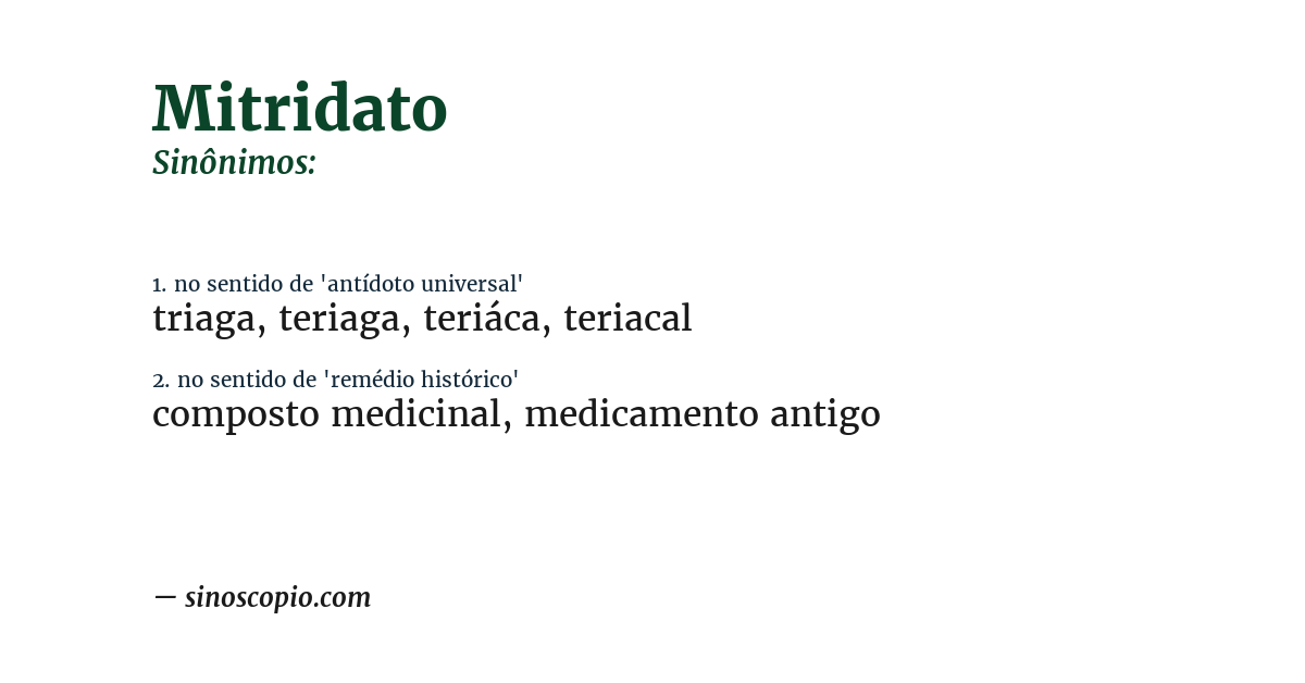 Sinônimo de mitridato