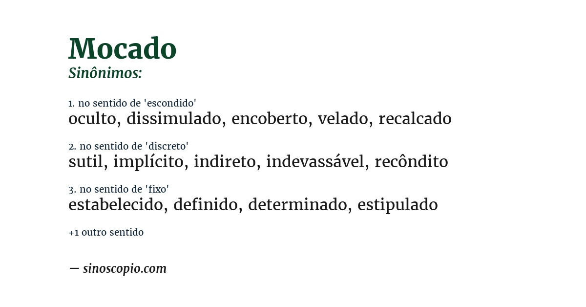 Sinônimo de mocado