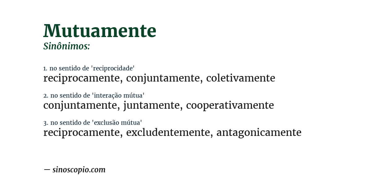 Sinônimo de mutuamente