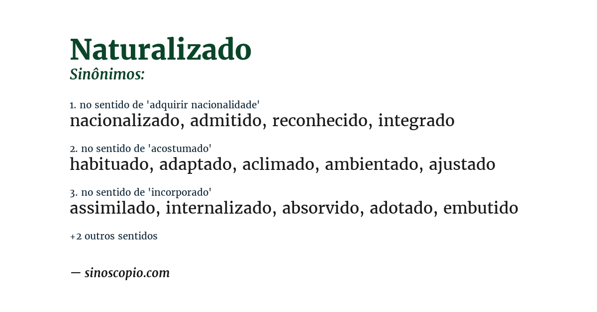 Sinônimo de naturalizado