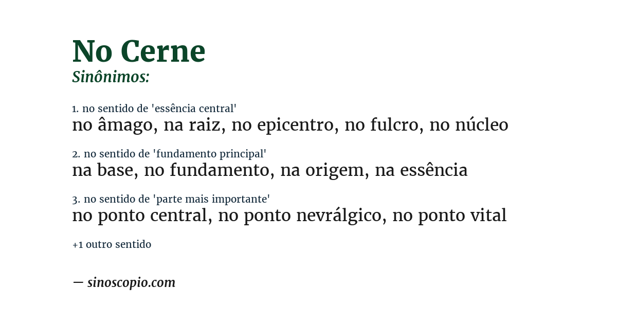 Sinônimo de no cerne