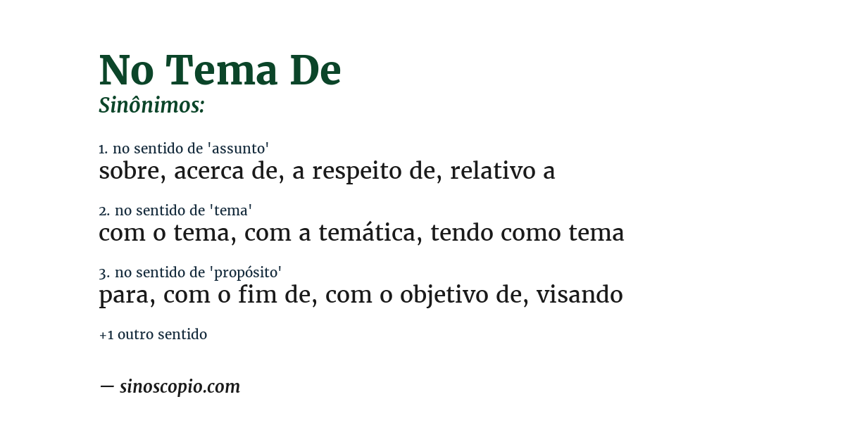 Sinônimo de no tema de