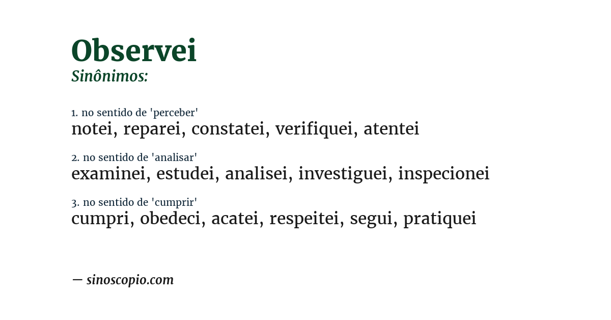 Sinônimo de observei
