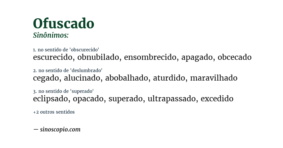Sinônimo de ofuscado