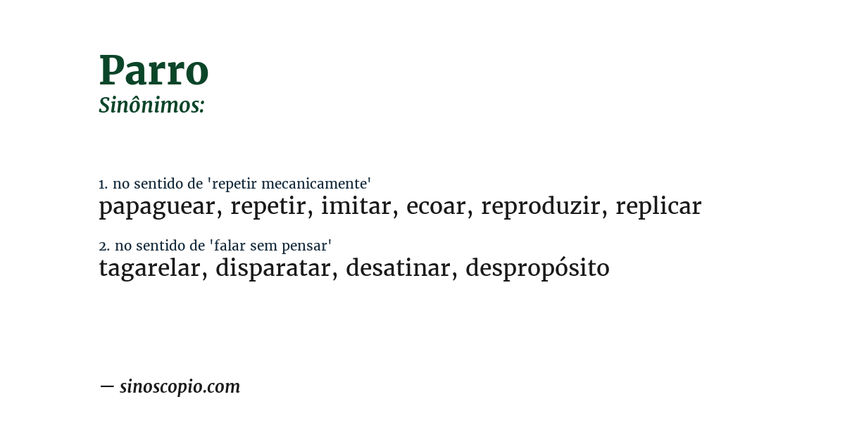 Sinônimo de parro