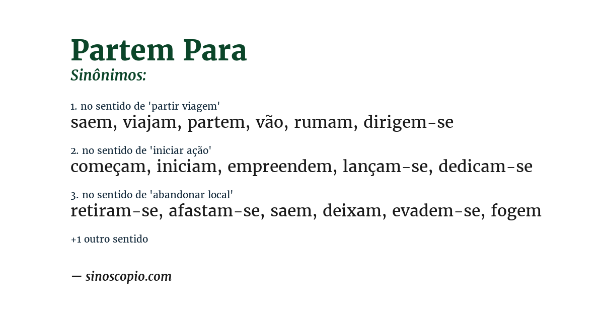 Sinônimo de partem para
