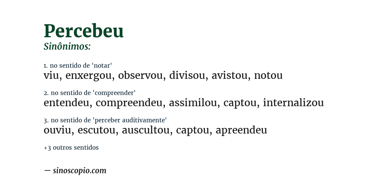 Sinônimo de percebeu