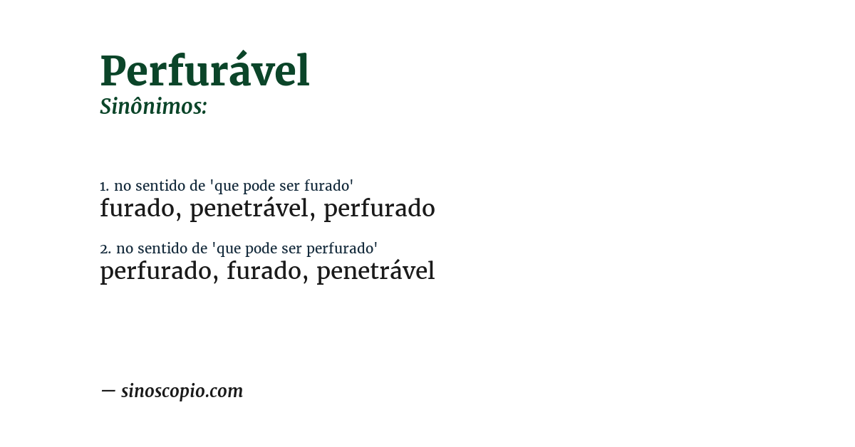 Sinônimo de perfurável
