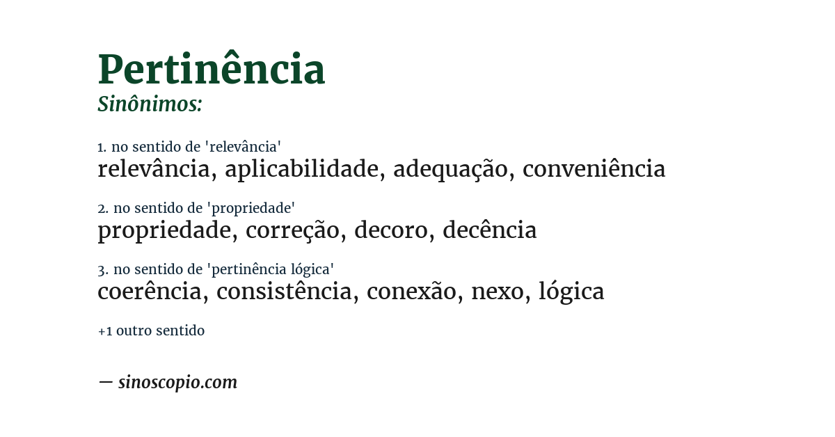 Sinônimo de pertinência