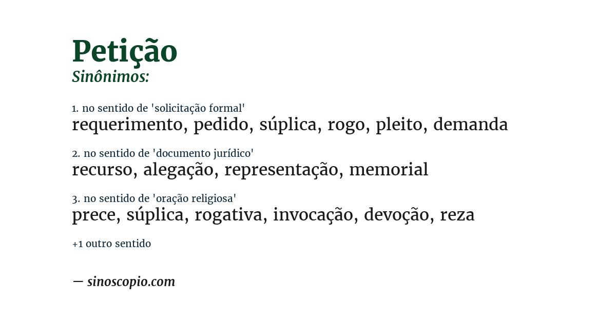 Sinônimo de petição