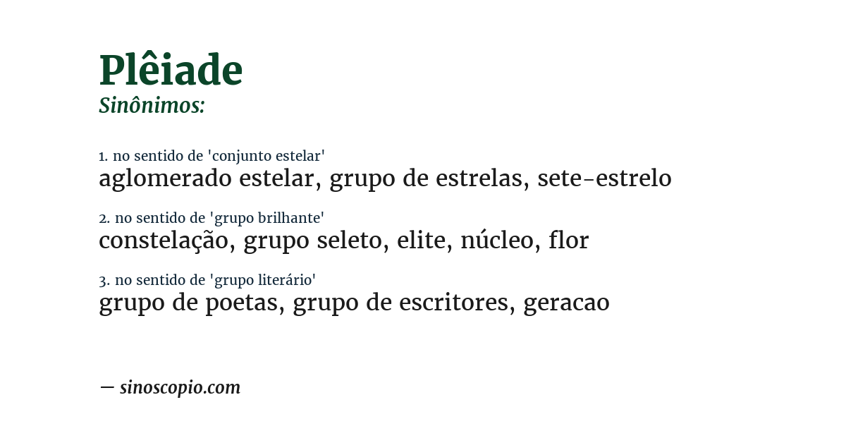 Sinônimo de plêiade