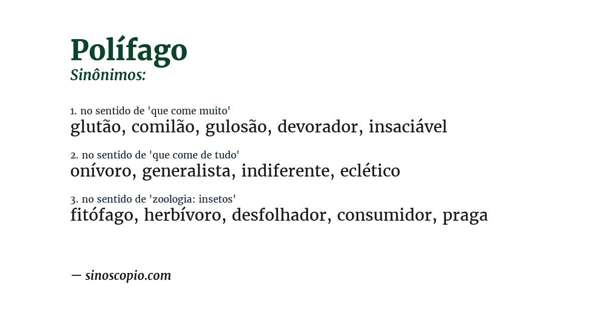 Sinônimo de polífago