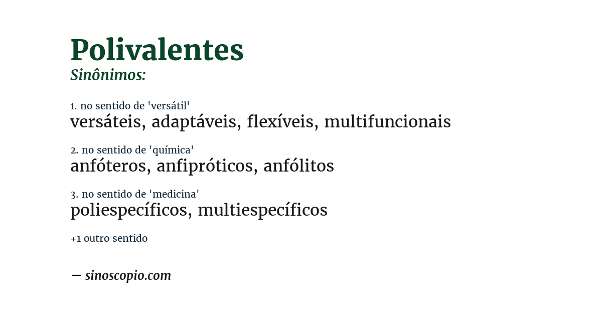 Sinônimo de polivalentes
