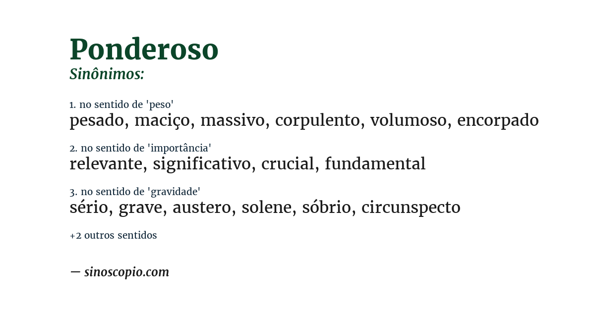 Sinônimo de ponderoso