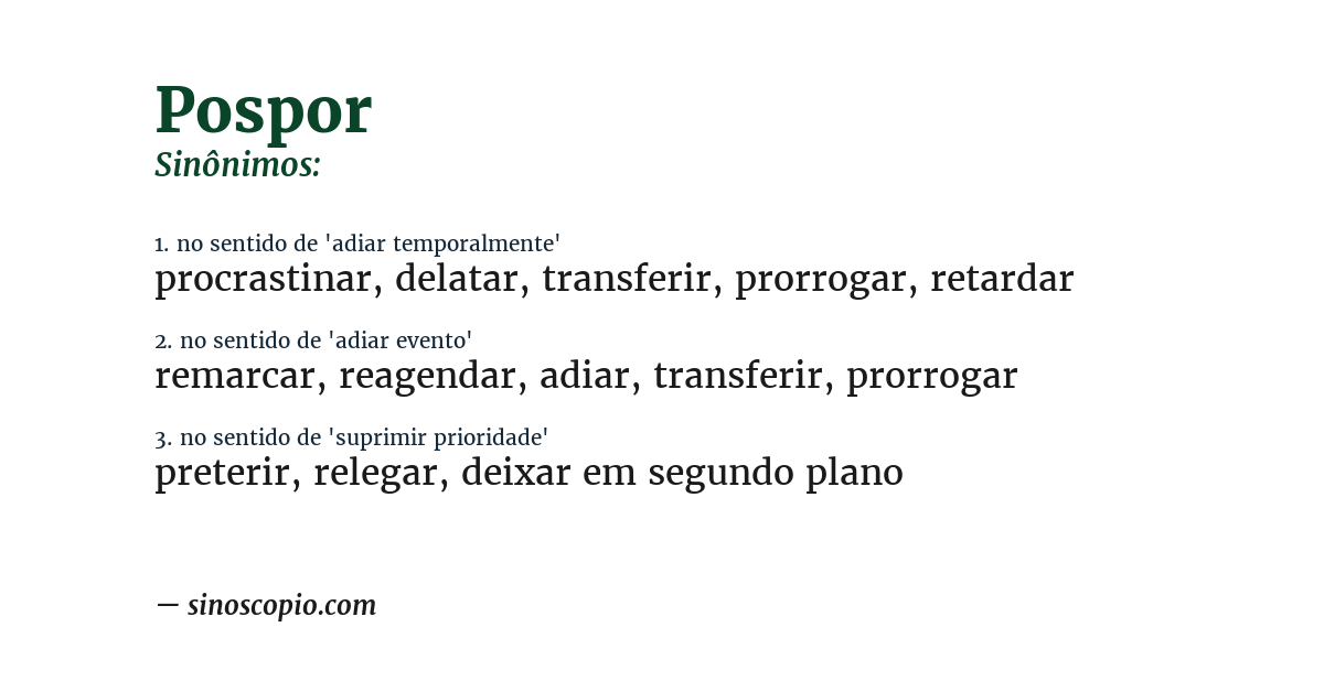 Sinônimo de pospor