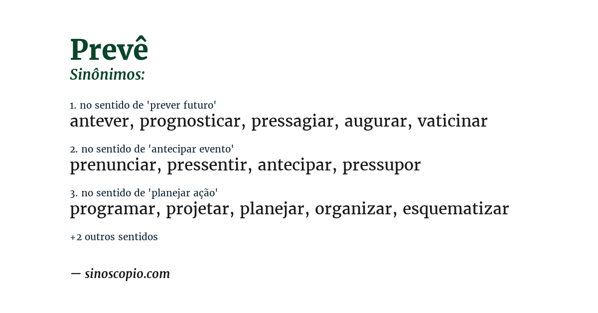 Sinônimo de prevê