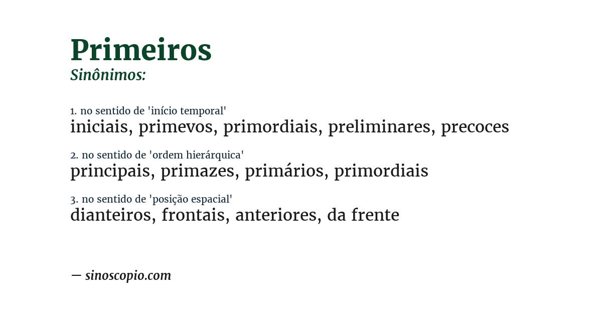 Sinônimo de primeiros