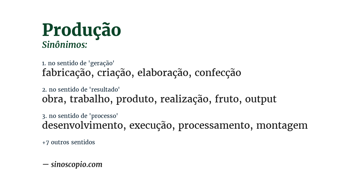 Sinônimo de produção