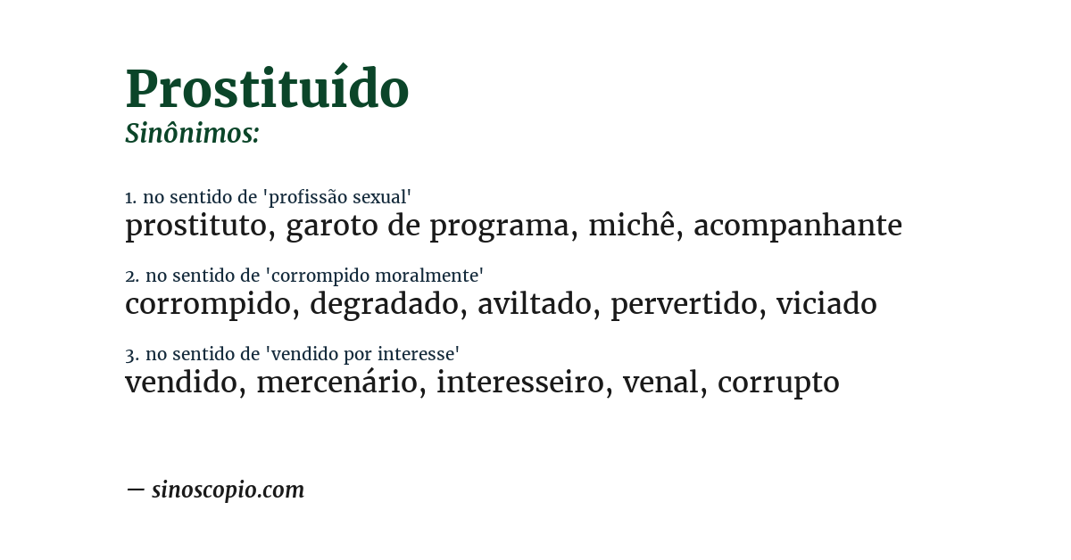 Sinônimo de prostituído