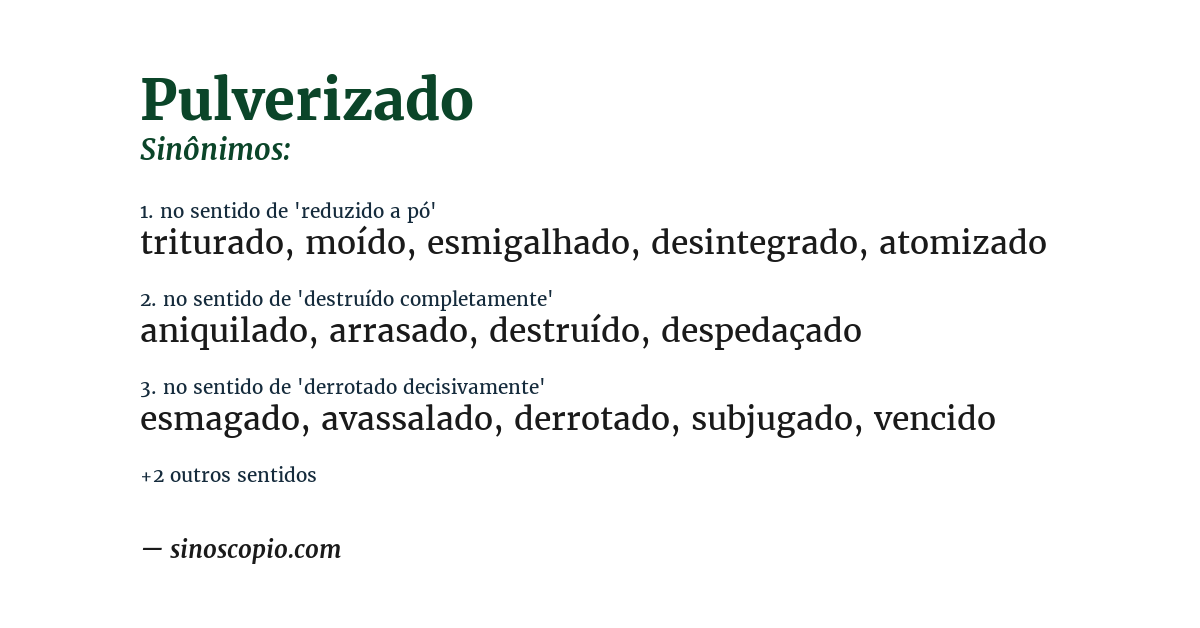 Sinônimo de pulverizado