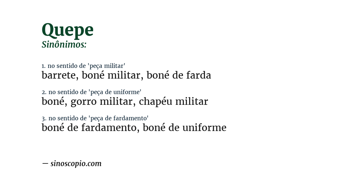 Sinônimo de quepe