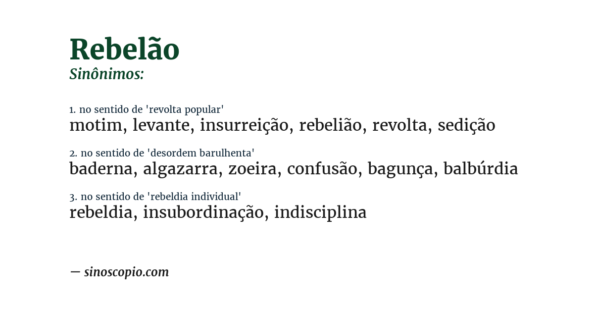 Sinônimo de rebelão