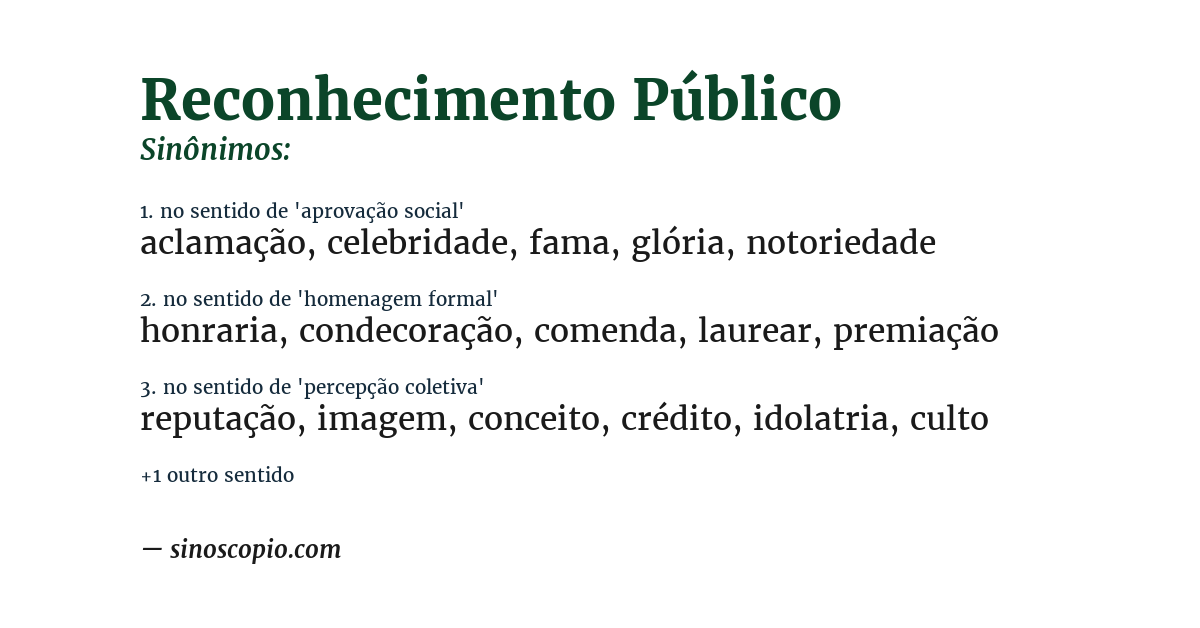 Sinônimo de reconhecimento público