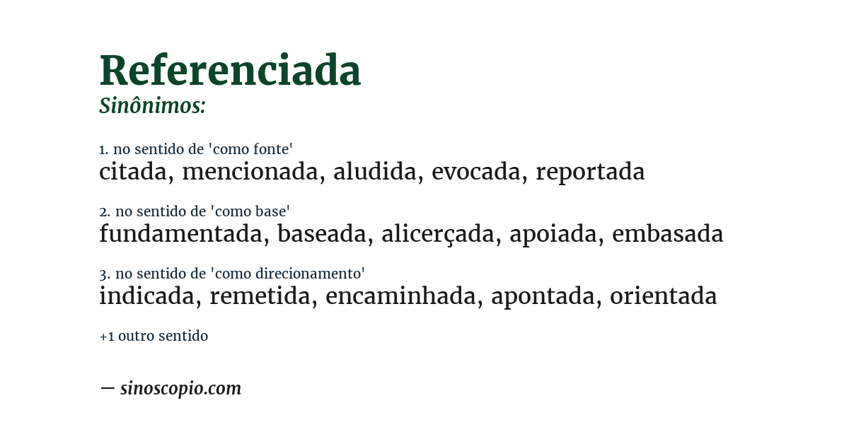Sinônimo de referenciada