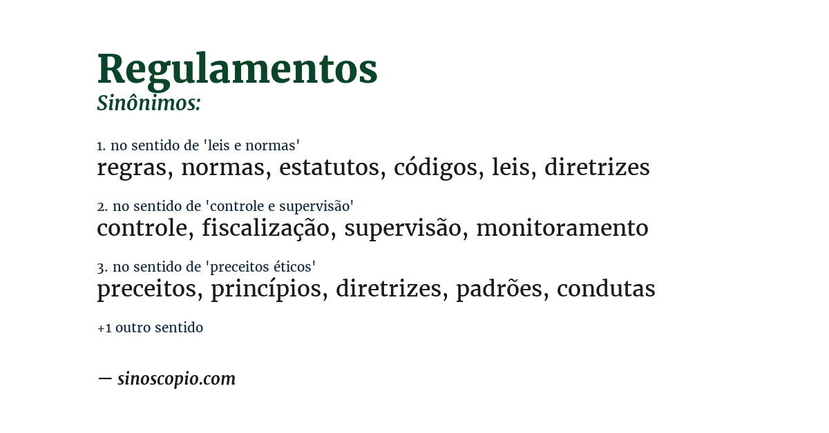 Sinônimo de regulamentos