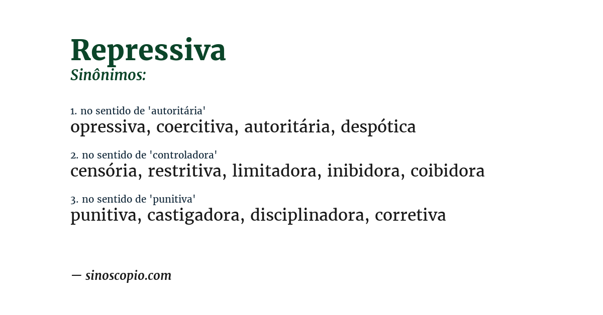 Sinônimo de repressiva