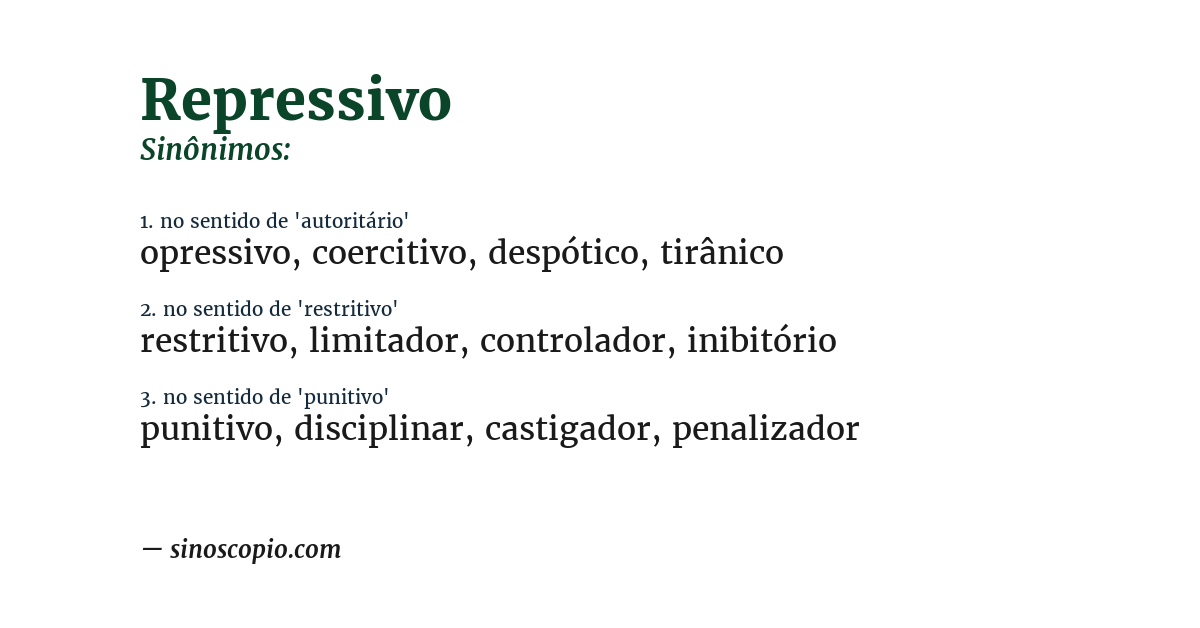 Sinônimo de repressivo